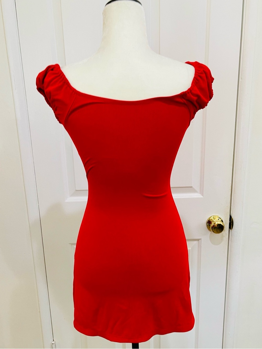 Red Riding Hood Ruched Tie-Front Mini Dress - Picture 2 of 8